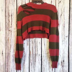 Freddy Kreuger A Nightmare on Elm Street Small Womens Sweater Ripped Cropped